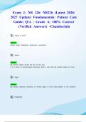 Exam 2&colon; NR 226&sol; NR226 &lpar;Latest 2026&sol; 2027 Update&rpar; Fundamentals&colon; Patient Care Guide&vert; Q&sol;A &vert; Grade A&vert; 100&percnt; Correct &lpar;Verified Answers&rpar; -Chamberlain