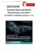  Katzung's Basic and Clinical Pharmacology 16th Edition Test Bank &lpar;Chapters 1-66&rpar; &ndash; 2025 Edition &ndash; Instant Download&excl;&excl;