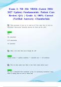 Exam 2&colon; NR 226&sol; NR226 &lpar;Latest 2026&sol; 2027 Update&rpar; Fundamentals&colon; Patient Care Review&vert; Q&sol;A &vert; Grade A&vert; 100&percnt; Correct &lpar;Verified Answers&rpar; -Chamberlain