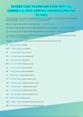 PATIENT CARE TECHNICIAN EXAM WITH ALL CORRECT & 100&percnt; VERIFIED ANSWERS&vert;UPDATED TO PASS