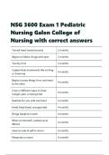 NSG 3600 Exam 1 Pediatric Nursing Galen College of Nursing with correct answers