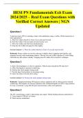 HESI PN Fundamentals Exit Exam 2024&sol;2025 &ndash; Real Exam Questions with Verified Correct Answers &vert; NGN Updated