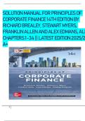 SOLUTION MANUAL FOR PRINCIPLES OF CORPORATE FINANCE 14TH EDITION BY RICHARD BREALEY&comma; STEWART MYERS&comma; FRANKLIN ALLEN AND ALEX EDMANS&comma; ALL CHAPTERS 1-34 &vert;&vert; LATEST EDITION 2025&sol;26 A&plus;