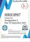 HRIOP87 Assignment 4 2025 - DUE Due 19 September 2025