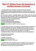 TNCC 9th Edition Exam 50 Questions Latest 2025 Actual Questions and Verified Answers &lpar;2025 &sol; 2026&rpar; A&plus; Grade 100&percnt; Guarantee Verified by Experts