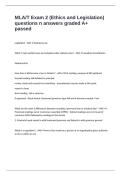 MLA&sol;T Exam 2 &lpar;Ethics and Legislation&rpar; questions n answers graded A&plus; passed
