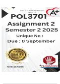 POL3701 Assignment 2 (COMPLETE ANSWERS) Semester 2 2025 - DUE 8 September 2025