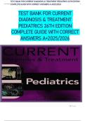 TEST BANK FOR CURRENT DIAGNOSIS & TREATMENT PEDIATRICS 26TH EDITION COMPLETE GUIDE WITH CORRECT ANSWERS A&plus;2025&sol;2026