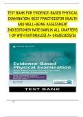 TEST BANK FOR EVIDENCE-BASED PHYSICAL EXAMINATION: BEST PRACTICESFOR HEALTH AND WELL-BEING ASSESSMENT 2ND EDITION BY KATE GAWLIK ALL CHAPTERS 1-29 WITH RATIONALES| A+ GRADE2025/26