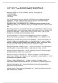 AHP 101 FINAL EXAM REVIEW QUESTIONS