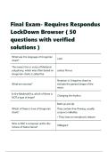 Final Exam- Requires Respondus LockDown Browser &lpar; 50 questions with verified solutions &rpar;