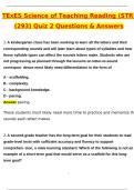 TExES Science of Teaching Reading &lpar;STR&rpar; &lpar;293&rpar; Quiz 2 Exam Latest 2025 Actual Questions and Verified Answers &lpar;Latest 2025 &sol; 2026 Update&rpar; A&plus; Grade 100&percnt; Guarantee Verified by Experts