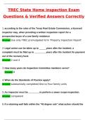 TREC State Home Inspection Exam Latest 2025 Actual Questions and Verified Answers &lpar;2025 &sol; 2026&rpar; A&plus; Grade 100&percnt; Guarantee Verified by Experts