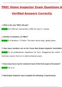 TREC Home Inspector Exam Questions Latest 2025 Actual Questions and Verified Answers &lpar;2025 &sol; 2026&rpar; A&plus; Grade 100&percnt; Guarantee Verified by Experts