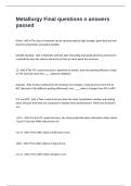 Metallurgy Final questions n answers passed-