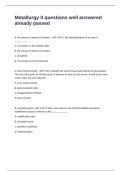 Metallurgy II questions well answered already passed