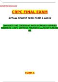 CRPC FINAL EXAM NEWEST EXAM FORM A & B Latest 2025 Actual 500 Questions and Verified Answers &lpar;Latest 2025 &sol; 2026 Update&rpar; A&plus; Grade 100&percnt; Guarantee Verified by Experts