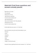 Materials Final Exam questions and answers already passed