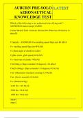 AUBURN PRE-SOLO AERONAUTICAL KNOWLEDGE TEST QUESTIONS AND ANSWERS 2025
