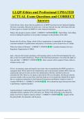 LLQP-Ethics and Professional UPDATED    ACTUAL Exam Questions and CORRECT  Answers