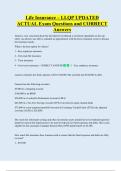 Life Insurance &ndash; LLQP UPDATED    ACTUAL Exam Questions and CORRECT  Answers 