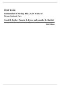 Test Bank for Fundamentals of Nursing&colon; The Art and Science of Person-Centered Care 10th Edition by Carol R&period; Taylor Latest 2025&sol;2026 Comprehensive Review Questions and Answers for Nursing Students