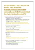 NR-506 Healthcare Policy & Leadership Practice Exam With Actual Questions&comma;Rationales And Verified Answers&sol;Expert Verified For Guaranteed Pass&sol;Latest Update&sol;Download Pdf