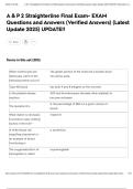 A & P 2 Straighterline Final Exam- EXAM Questions and Answers &lpar;Verified Answers&rpar; &lpar;Latest Update 2025&rpar; UPDATE&excl;&excl;