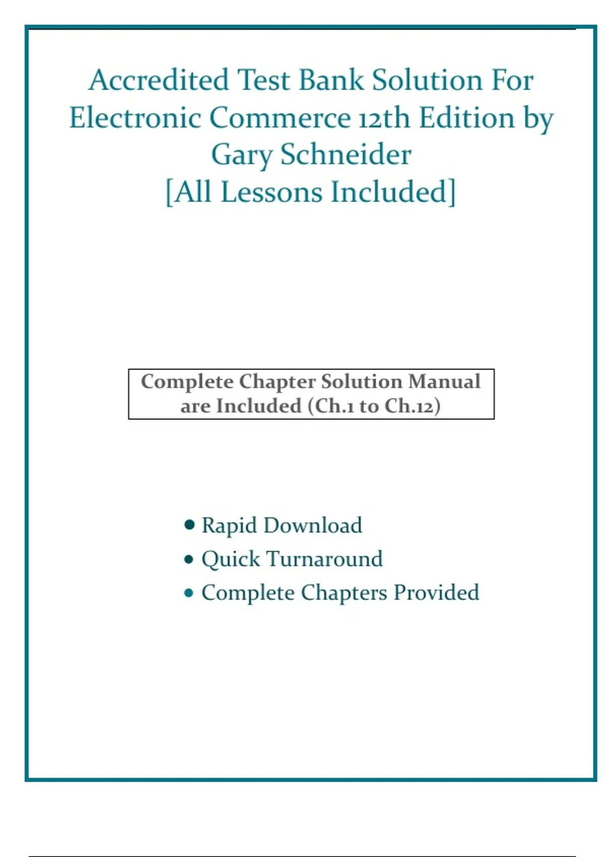 Accredited Test Bank Solution For Electronic Commerce 12th Edition by ...