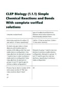 CLEP Biology &lpar;1&period;1&period;1&rpar; Simple Chemical Reactions and Bonds With complete verified solutions