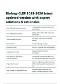 Biology CLEP 2025-2026 latest updated version with expert solutions & rationales&period;