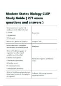 Modern States Biology CLEP Study Guide &lpar; 271 exam questions and answers &rpar;&period;
