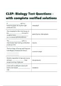 CLEP Biology Test Questions - with complete verified solutions