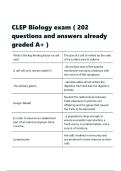 CLEP Biology exam &lpar; 202 questions and answers already graded A&plus; &rpar;&period;