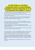 ACAMS Chapter 3&colon; Anti-Money  Laundering&sol;Counter Terrorist Financing  Compliance Programs UPDATED ACTUAL   Exam Questions and CORRECT Answers 