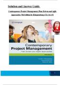 Solution and Answer Guide Contemporary Project Management&comma; Plan-Driven and Agile Approaches 5th Edition by Kloppenborg &lpar;Ch 1 to 15&rpar;