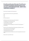 Elevator Final Exam &vert; Complete Test Bank with Questions and Answers &vert; REVISED EDITION &ndash; NEW 100&percnt; VERIFIED CORRECT
