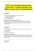 WGU C214 Financial Management Exam 2025 &ndash; Verified Questions with 100&percnt; Correct Answers and Rationales