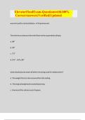 Elevator Final Exam &ndash; Questions with 100&percnt; Correct Answers &vert; Verified &vert; Updated &vert; REVISED EDITION &ndash; NEW 100&percnt; VERIFIED CORRECT