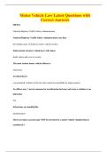 Motor Vehicle Law Latest Questions with Correct Answers