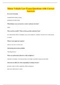 Motor Vehicle Law Exam Questions with Correct Answers
