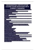 BOOKKEEPING CERTIFICATION COURSE EXAM QUESTIONS WITH CORRECT ANSWERS