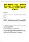 AHIP Medicare Training Certification Exam 2025 &ndash; Verified Questions with 100&percnt; Correct Answers and Detailed Rationales