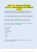 WELL AP &ndash; Movement UPDATED  ACTUAL   Exam Questions and CORRECT  Answers 