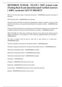 HONDROS NUR160 - EXAM 1 2025 Actual exam &lpar;Testing Real Exam Questions&rpar;and verified Answers &lpar; 100&percnt; accurate&rpar; GET IT RIGHT&excl;&excl;