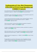 Fundamentals of Cyber Risk Management  UPDATED ACTUAL Exam Questions and  CORRECT Answers 