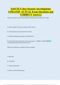 FedVTE Cyber Security Investigations  UPDATED  ACTUAL Exam Questions and  CORRECT Answers 
