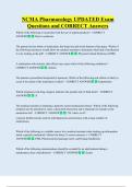 NCMA Pharmacology UPDATED Exam  Questions and CORRECT Answers 