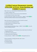 Certified Contract Management Associate  UPDATED  ACTUAL  Exam Questions and  CORRECT Answers