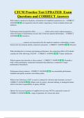 CFCM Practice Test UPDATED  Exam  Questions and CORRECT Answers